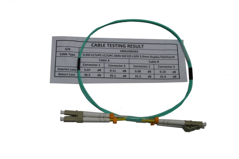 Patch kábel MM 50/125 (OM3) LC/UPC < > LC/UPC DLX   0,5m OptiC [15605]