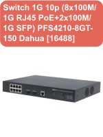 Switch 1G 10p (8x100M/1G RJ45 PoE+2x100M/1G SFP) PFS4210-8GT-150 Dahua [16488]