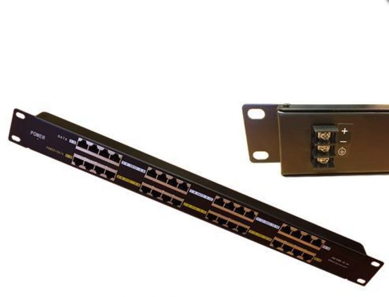 Tápegység PoE injector (passzív) patch panel 16 port rack 19" 1U OEM [12643]