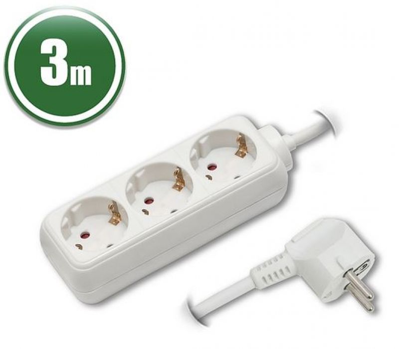 Elosztó asztali 3xSchuko 3m fehér OEM [13107]