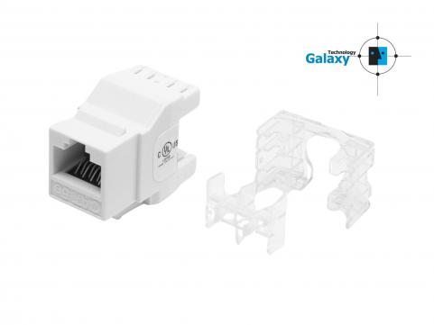 Modulár betét RJ45 Cat5E  UTP 180° sz.n. fehér GALAXY *(13660]