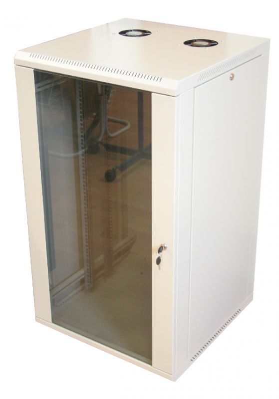 Rack szekrény 21U  fali 19"  szürke 21U600x600+2vent. tetőmodul 3MM [15354]