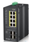 Switch  1G 12p (8x100M/1G RJ45 PoE+4x1G SFP) ipari DIN RGS200-12P ZyXEL [15776]