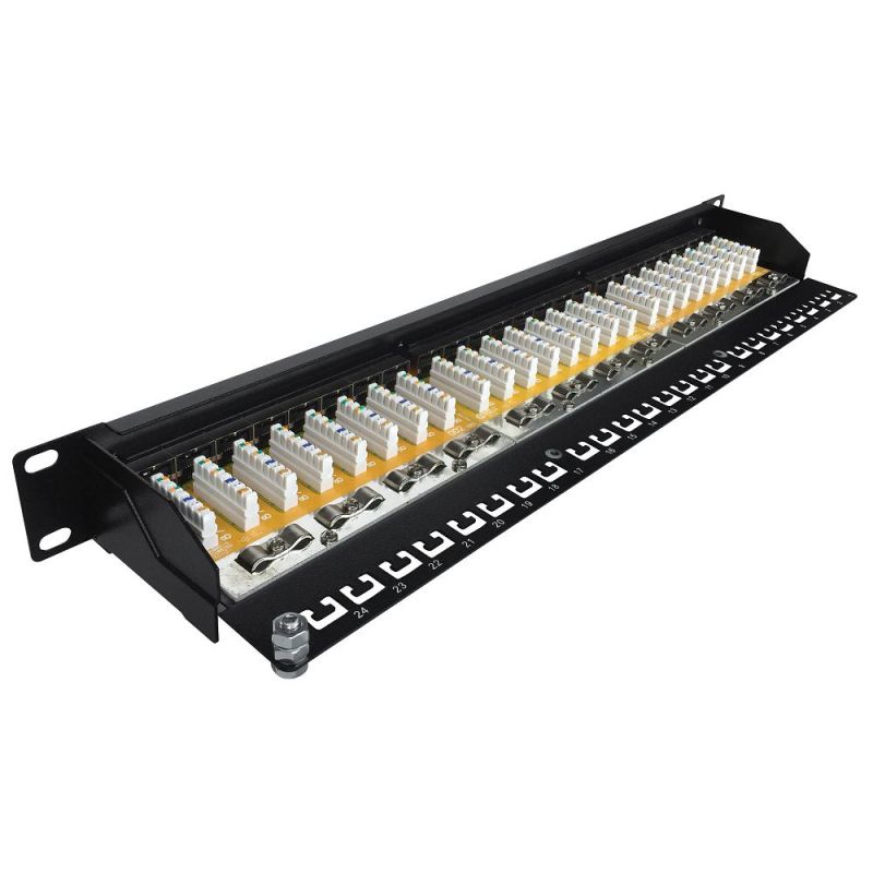 Patch panel Cat5E SFTP 24p rack 19" 1U 90° EXW [16391]