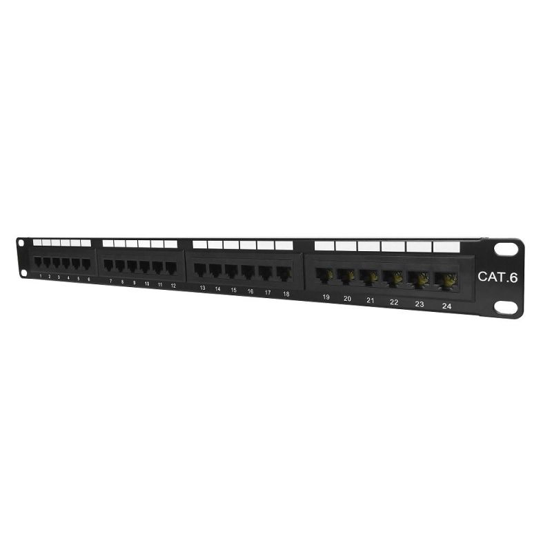 Patch panel Cat6  UTP 24p rack 19" 1U 180° EXW [16392]