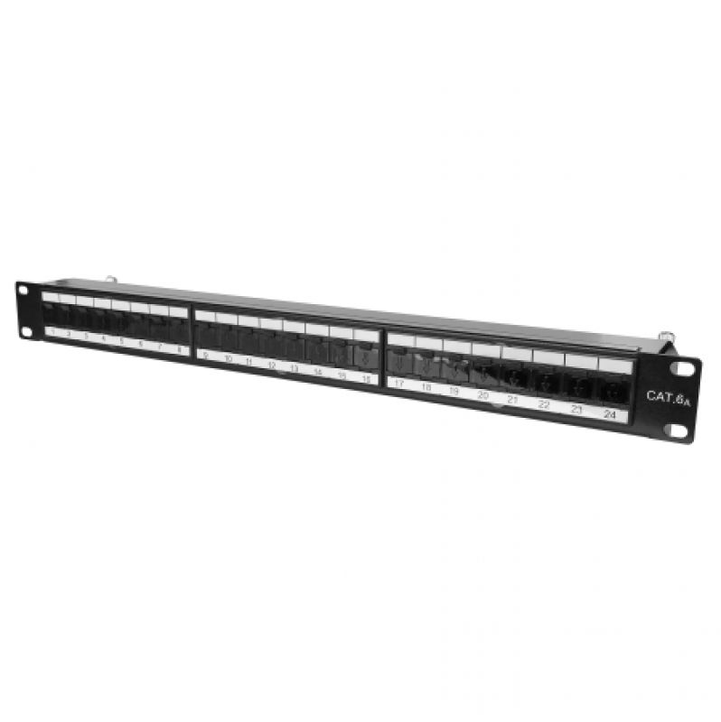 Patch panel Cat6a SFTP 24p rack 19" 1U 90° EXW [16400]