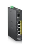 Switch  1G  5p (4x100M/1G RJ45 PoE+1G SFP) ipari DIN RGS100-5P ZyXEL [16630]