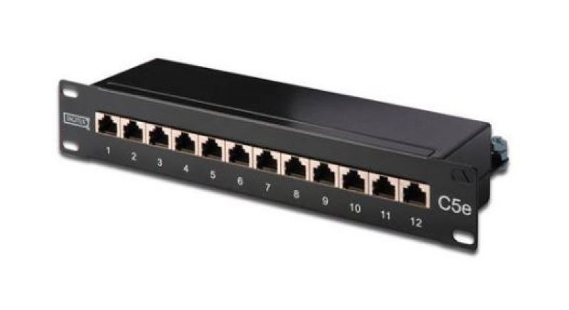 Patch panel Cat5E SFTP 12p rack 10" 1U 90° Digitus [17354]