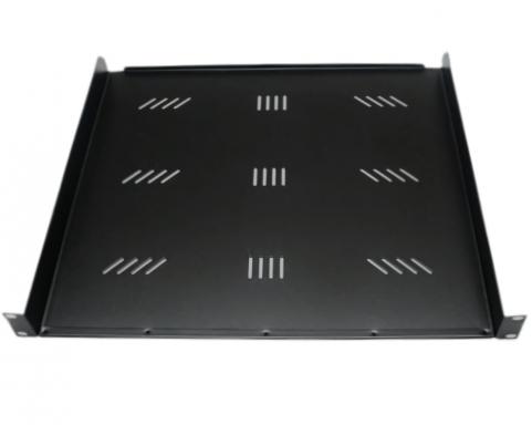 Rack polc 19" 1U  400mm fekete fix, perforált 3MM (17477)