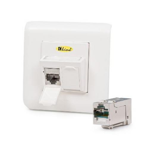 Fali aljzat RJ45 Cat6a SFTP 2port fehér Modulo45 (601120-UP) KELine [18116]