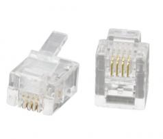 Telefonos dugó RJ13 (6/4) Cat3 UTP patch  3µ" átlátszó OEM [18124]