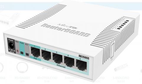 Switch 1G 6p (5x100M/1G RJ45+1x1G SFP) CSS106-5G-1S (260GS) MikroTik