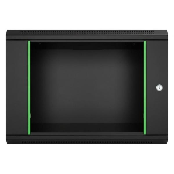Rack szekrény  9U fali 19" 600x 600 fekete üveg a. RackSys [19179]