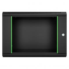 Rack szekrény  9U fali 19" 600x 600 fekete üveg a. RackSys [19179]