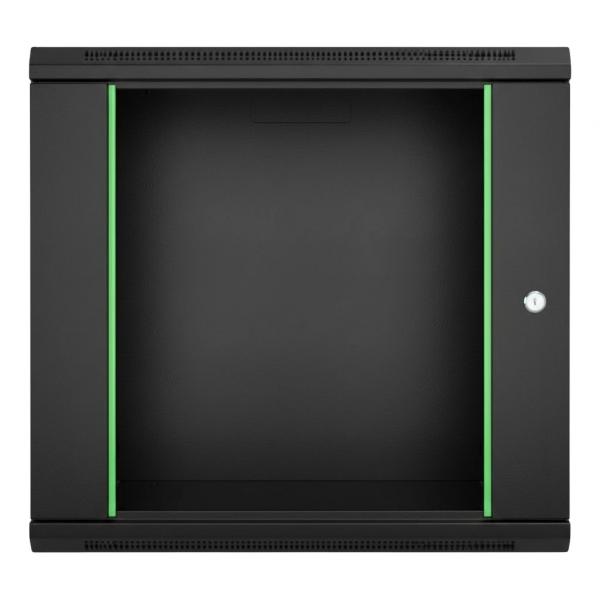 Rack szekrény 12U fali 19" 600x 600 fekete üveg a. RackSys [19185]