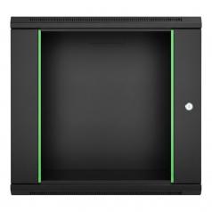 Rack szekrény 12U fali 19" 600x 600 fekete üveg a. RackSys [19185]