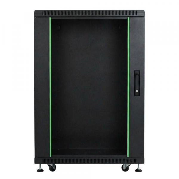 Rack szekrény 18U álló 19" 600x 800 fekete üveg a. RackSys [19191]