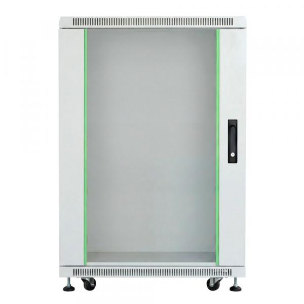 Rack szekrény 18U álló 19" 600x1000 szürke üveg a. RackSys [19194]
