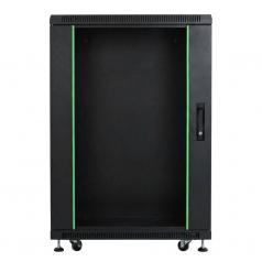 Rack szekrény 18U álló 19" 600x1000 fekete üveg a. RackSys [19195]