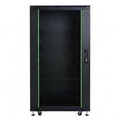 Rack szekrény 22U álló 19" 600x1000 fekete üveg a. RackSys [19205]