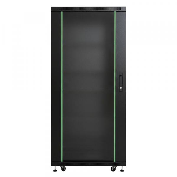 Rack szekrény 27U álló 19" 800x 800 fekete üveg a. RackSys [19213]