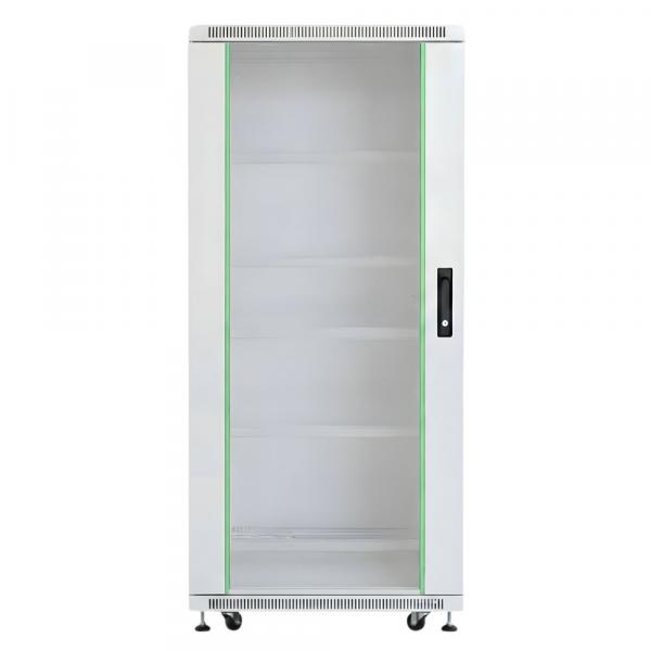 Rack szekrény 27U álló szerver 19" 800x1000 szürke üveg a. RackSys [19216]