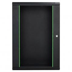 Rack szekrény 18U  fali 19" 600x 450 fekete üveg a. RackSys [19330]