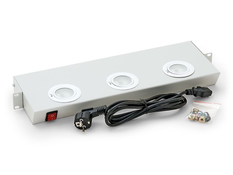 Rack szekr. világítás 19" 1U 3-as spot kapcs. szürke RAC-OJ-X01-A1 Triton